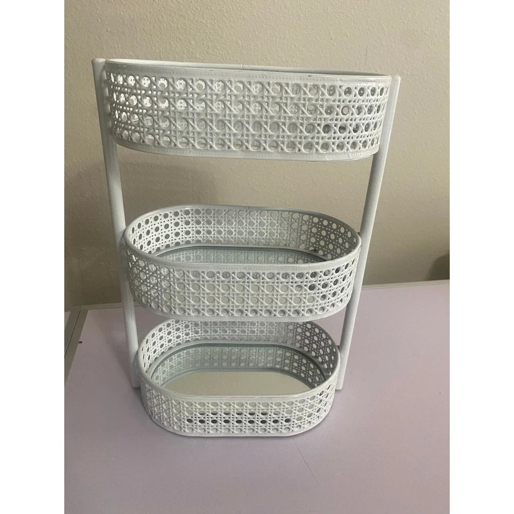 Willow & Riley 3 Tier‎ Metal Organizer Tray White Farmhouse Storage